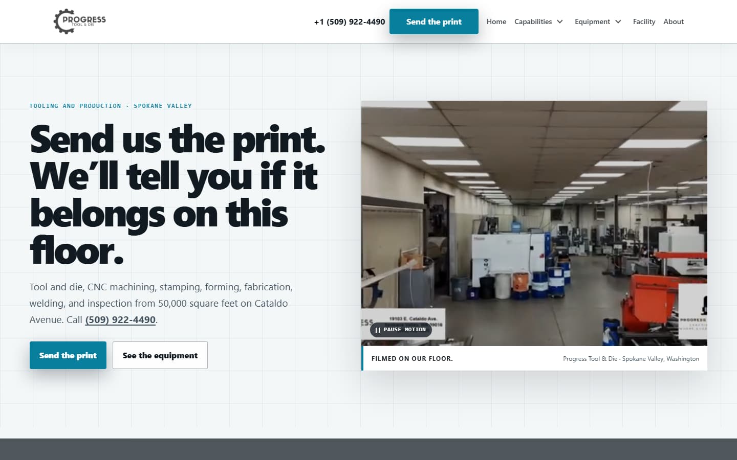 Progress Tool & Die website design preview