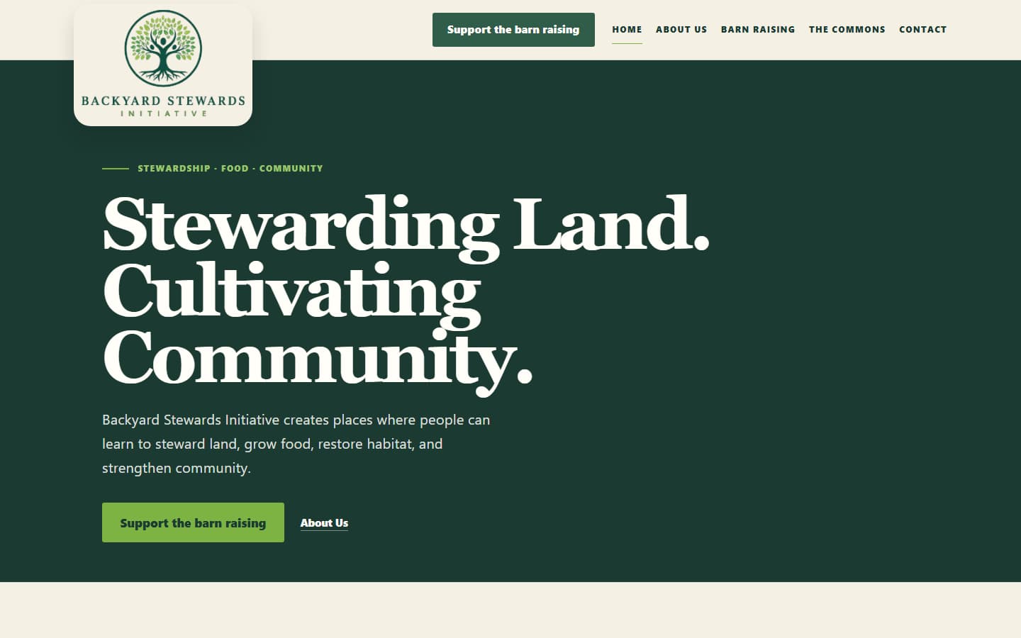 Backyard Stewards website homepage built by NoBusyWork